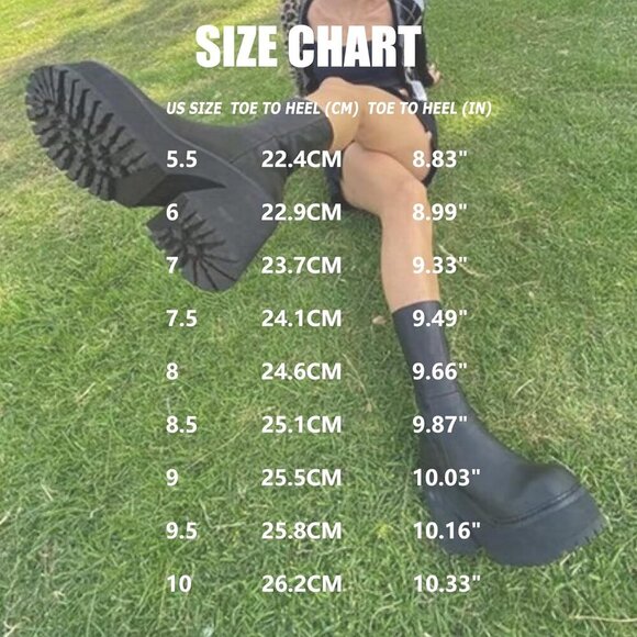 Women Ankle Boots Synthetic Leather Chunky Heel Platform Shoe Size 7.5 - Picture 6 of 6